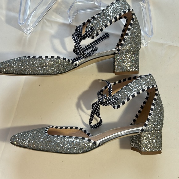 J.Crew Silver Glitter Sparkle kitten Heel Yie Shoes Size 8-EUC - Picture 3 of 8